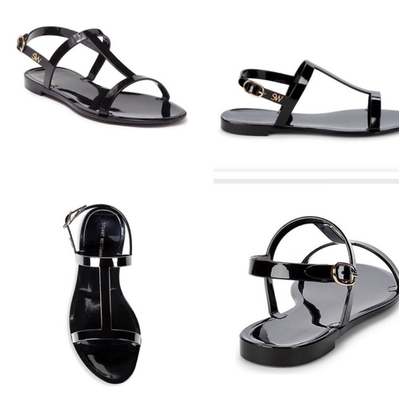 Stuart Weitzman black Mellie Patent Sandals - Picture 1 of 2